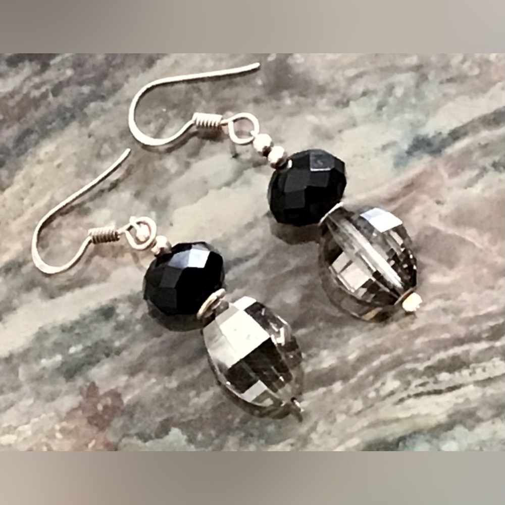 NEW! Drop Dangle Black and Smoked  Acrylic Earrings